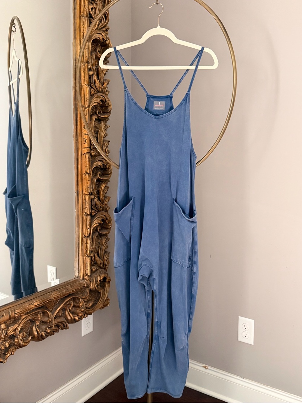 Free People Hot Shot Onesie in Washed Blue- size S